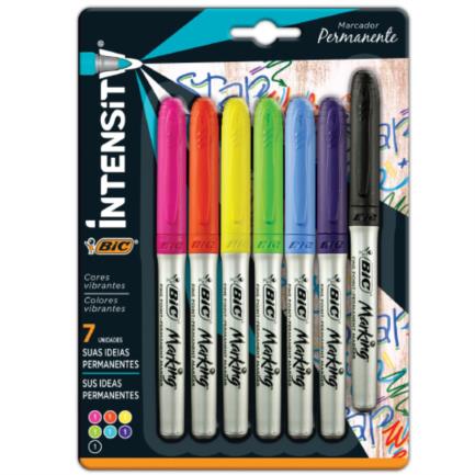 [965137] Marcador Permanente BIC Intensity Fino Colores Surtidos C/6+1 Pzas
